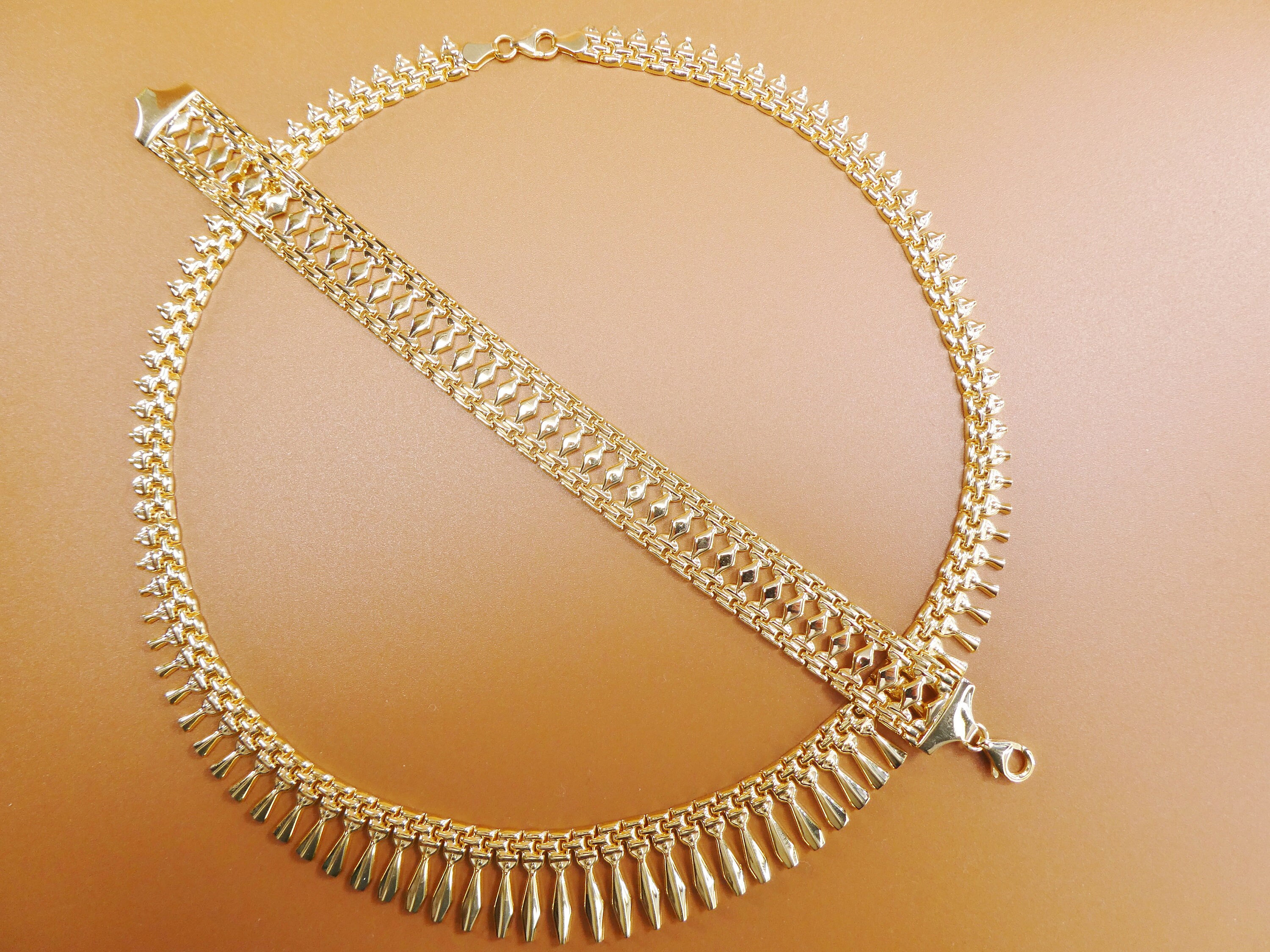 14k Yellow Gold Tone Color Cleopatra Set Necklace and
