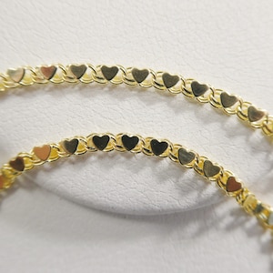 14k real solid yellow gold tennis heart 6 / 7/ inch bracelet