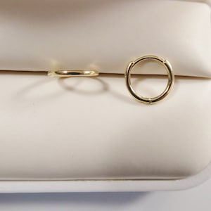 real 10k solid yellow gold 10mm 1MM THICKNESS plain hoop huggie earrings