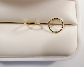 real 10k solid yellow gold 10mm 1MM THICKNESS plain hoop huggie earrings