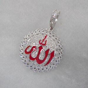 Real 925 Sterling Silver Large Muslim Allah Pendent Full Ice Stone ...