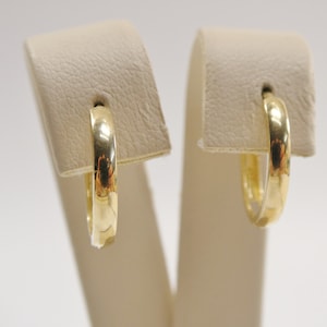 real 10k solid yellow gold plain high polish 15mm hoop huggie earrings