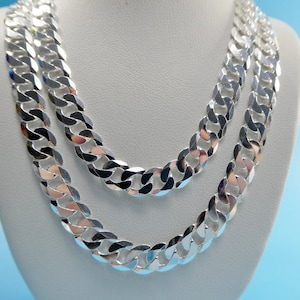 real 925 sterling silver 7.6MM Italian solid chain lobster lock clasp