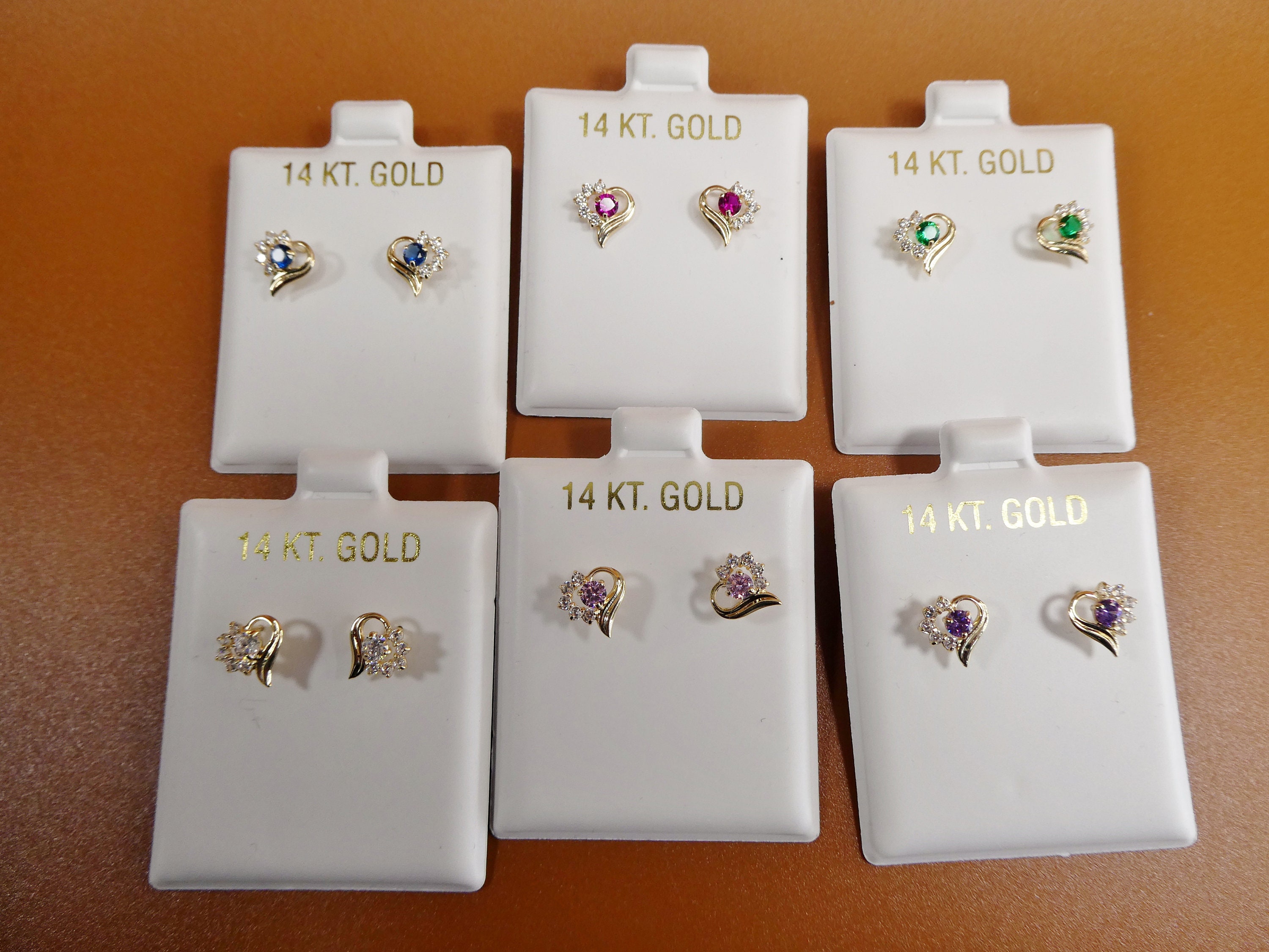 14k Real Solid Yellow Gold Screw Back Children Earring Heart Shape