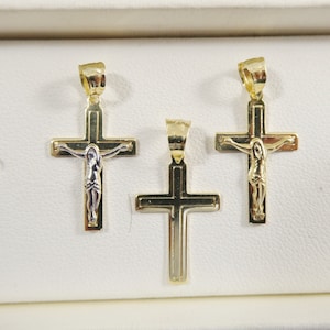 14k real solid yellow gold small cross crucifix pendent
