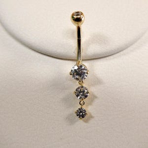 14k real solid yellow gold flower belly button ring piercing