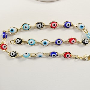 10 inch evil eye 18k gold filled ladies anklet bracelet