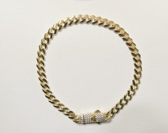 real 10k solid yellow gold 5mm Monaco 7 / 8 inch bracelet