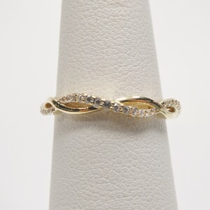 real 10k solid yellow gold women's classic micro pave setting ring