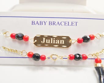 real 10k solid yellow gold 5 inch azabache boy girl baby bracelet