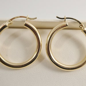 real 10k solid yellow gold plain high polish 25mm hoop huggie earrings