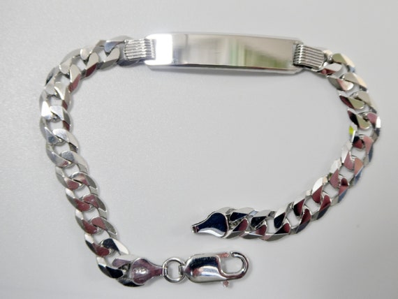 8.5 Inch Real 925 Sterling Silver Solid Curb Men ID Bracelet
