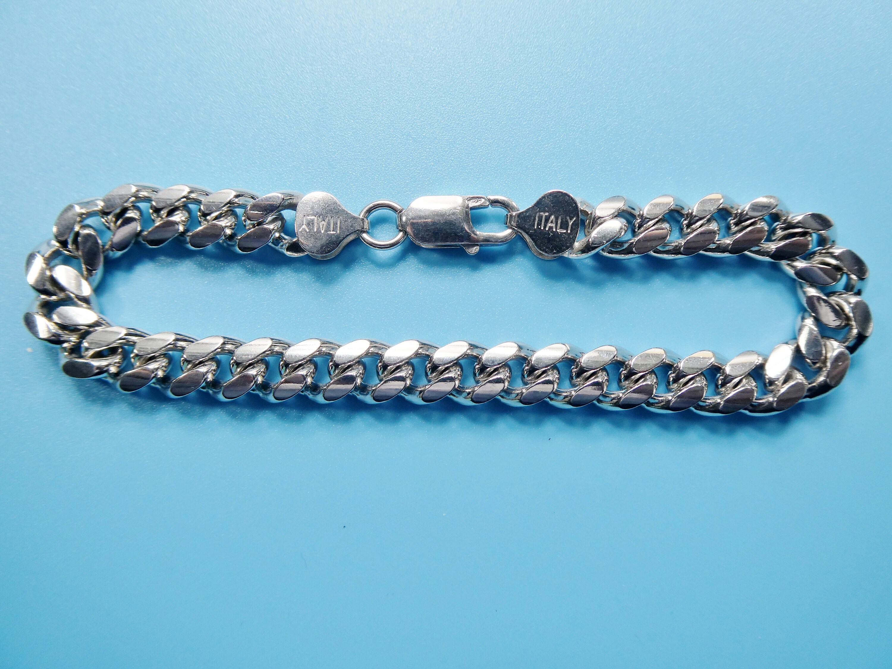 vintage 925 ITALY シルバーリンクブレスレット Real 925 Sterling Silver 8mm Solid Link Bracelet - Etsy