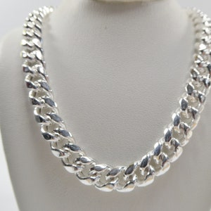 real 9mm 925 sterling silver Miami  SEMI SOLID link chain box lock clasp