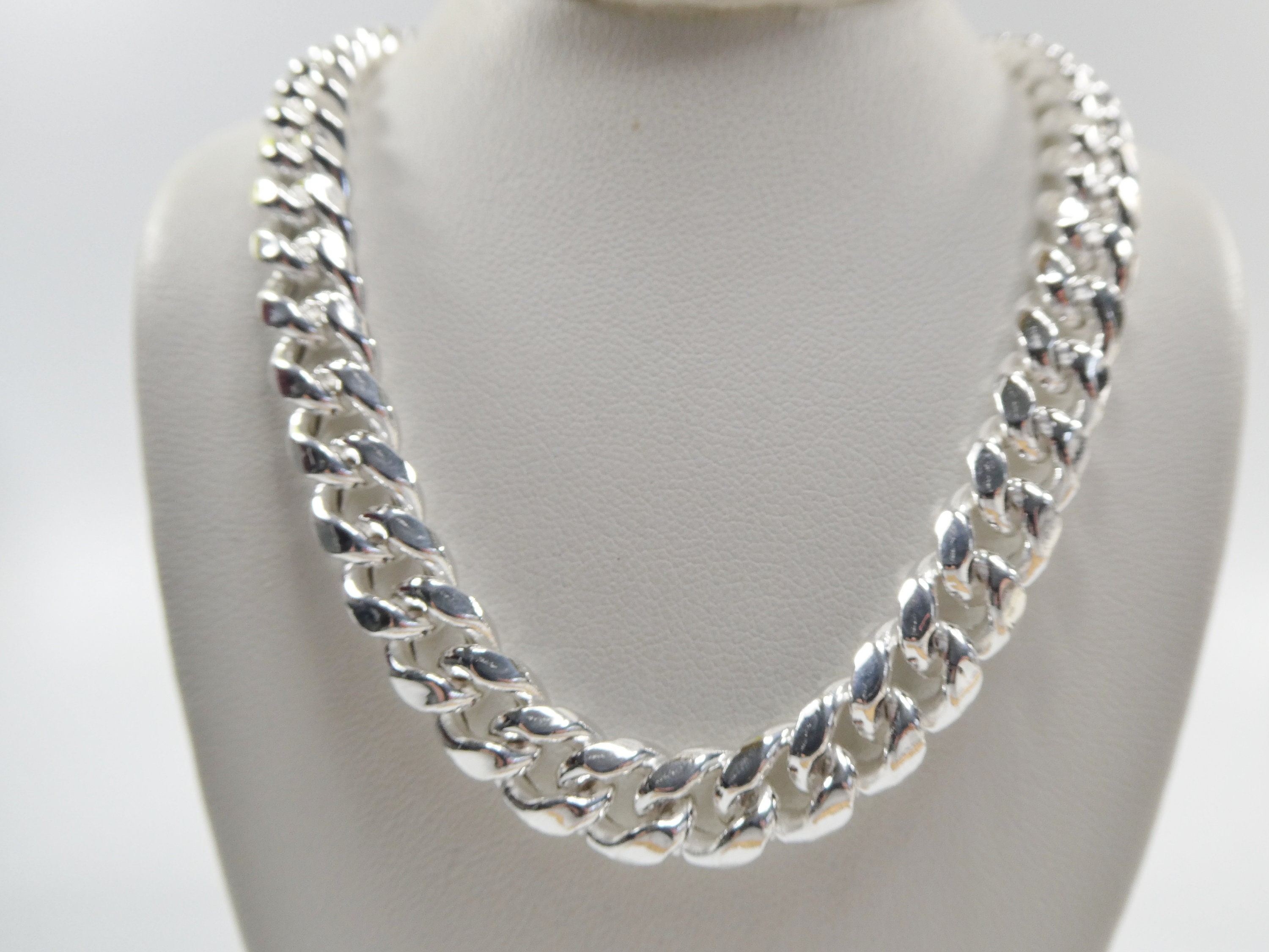 Real 9mm 925 Sterling Silver Miami SEMI SOLID Link Chain Box Lock