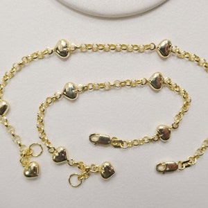 real 10k solid yellow gold 5.5/ 6.5 inch children/women heart cable bracelet