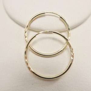 10k real solid yellow gold 2mm tube diamond cut endless hoop earrings