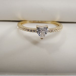 real 14k solid yellow gold women&#39;s classic micro pave setting pinky ring