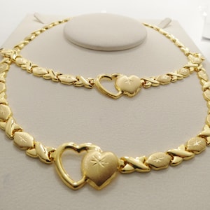 echte 925 Sterling Silber xo Hugs and Kisses Stampato Set Halskette und Armband