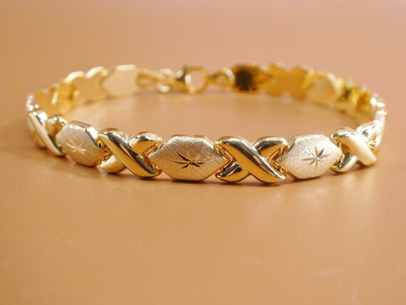 6.5 Inch 7 Inch Xoxo Stampato Bracelet All Yellow Tone 14k Yellow