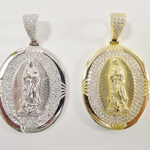 real 925 sterling silver large guadalupe virgin mary medallion pendent
