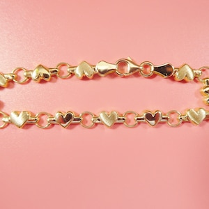 14k real solid yellow gold heart 6 inch baby bracelet