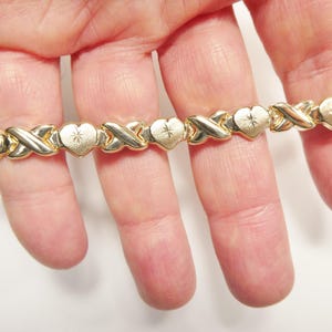 echte 10k solid gelb gold xo Herz Hugs und Küsse Stampato 6,5 Zoll Armband