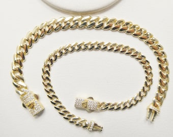 6.5 inch real 10k solid yellow gold 5mm/ 7mm Monaco bracelet