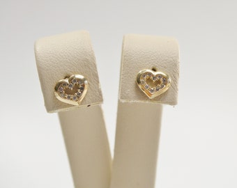 real 10k solid yellow gold small heart push post stud earring