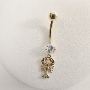 Piercing all&#39;ombelico con scorpione in vero oro giallo massiccio 14k