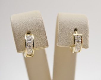 real 10k solid yellow gold small 9mm hoop huggie earrings