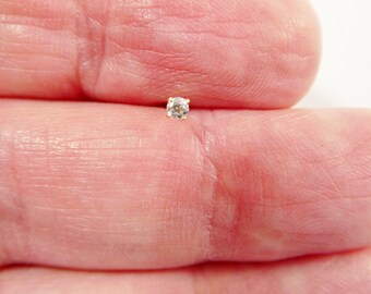 May include: A small, clear gemstone set in a gold nose ring.