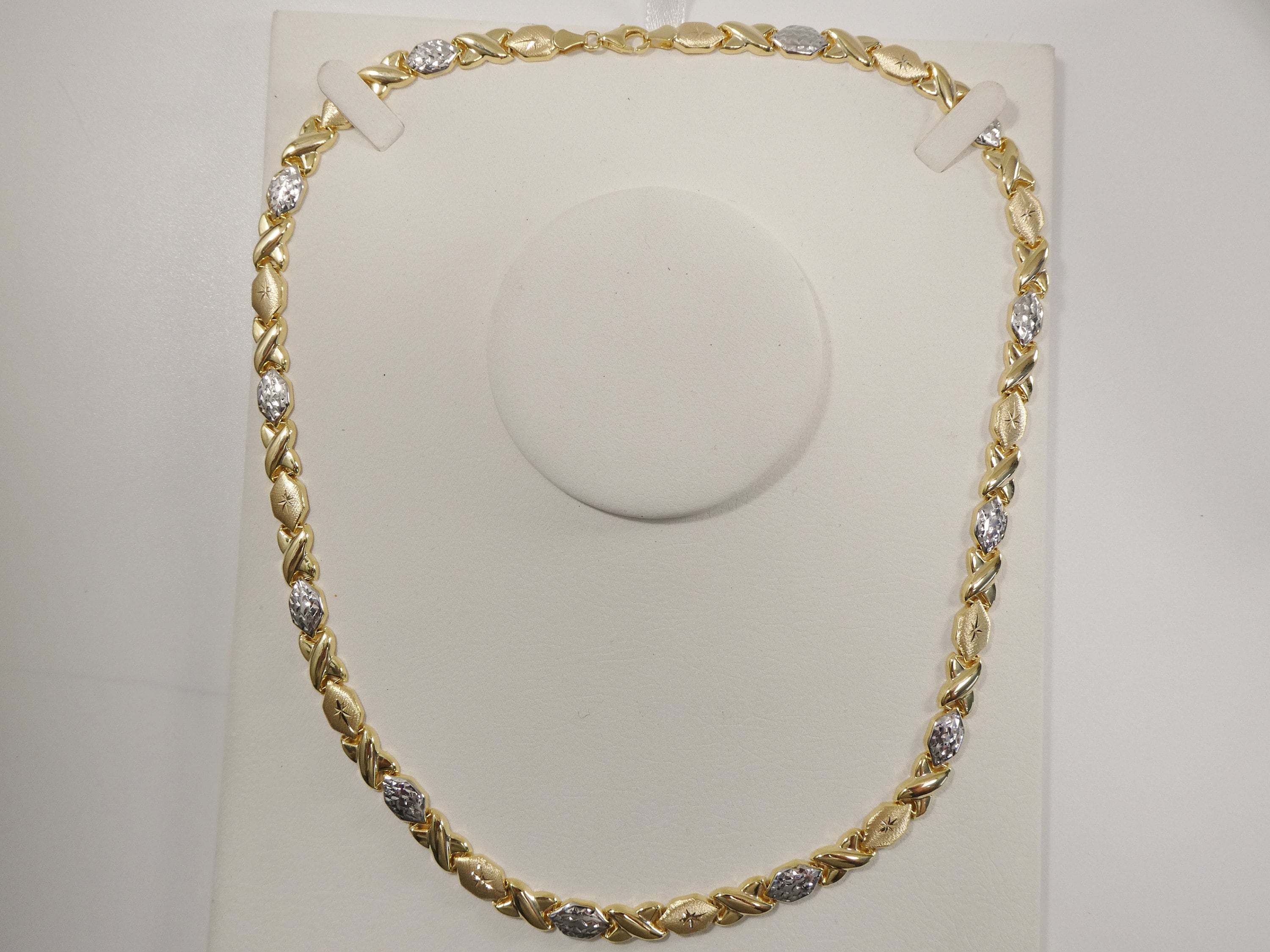 Echte 925 sterling silver xoxo hugs and kisses Halskette zweifarbiges 14k Gelbgold Finish Etsy