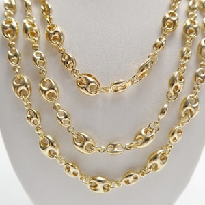 14k gold filled yellow gold puffed mariner necklace