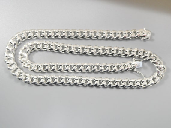 Real 9mm 925 Sterling Silver Miami SEMI SOLID Link Chain Box Lock
