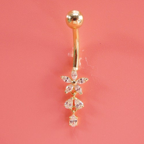 14k Solid Gold Genuine Belly Button Navel Ring Body Art Etsy