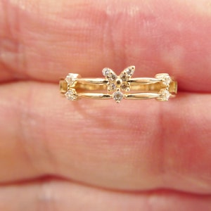 real 14k solid yellow gold women&#39;s classic micro pave setting pinky ring
