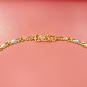 real 925 sterling silver I love you xo xo stampato bracelet 14k yellow gold tri color tone finish