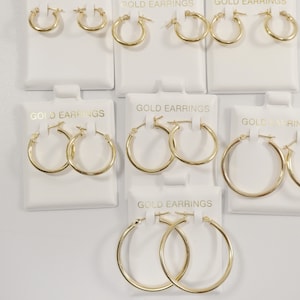 10k real solid yellow gold 2mm tube super polish hoop earrings