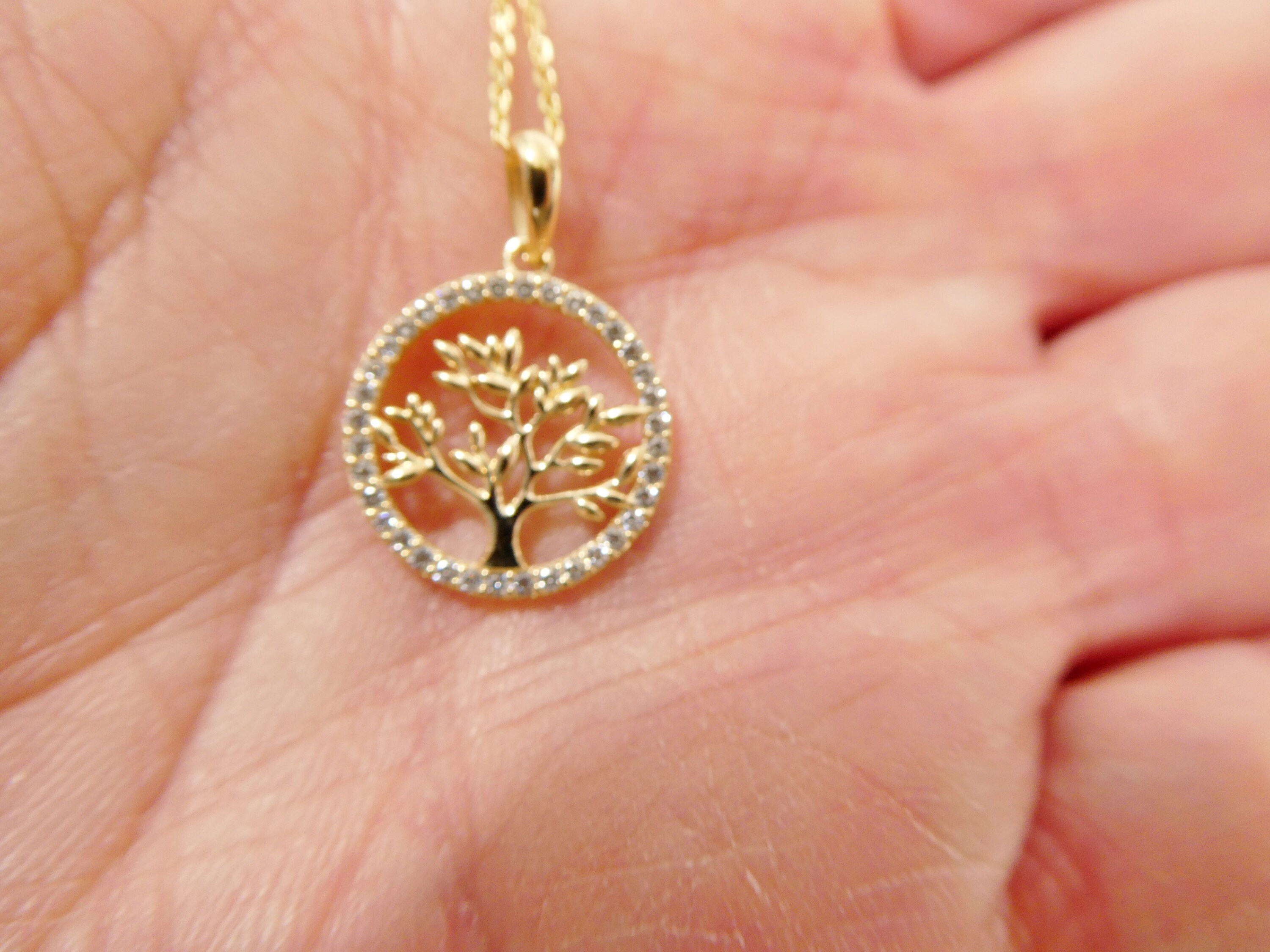 14k Real Solid Yellow Gold Tree of Life Pendent and Cable Necklace - Etsy