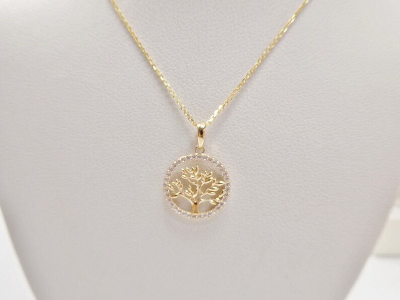 14k Real Solid Yellow Gold Tree of Life Pendent and Cable Necklace - Etsy