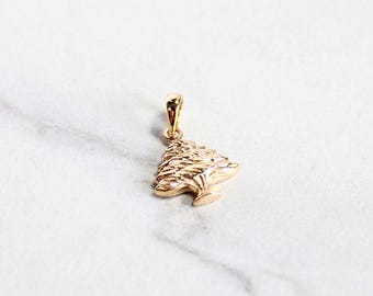 Yellow Gold 14kt Mini Lebanese Cedar Tree Pendant