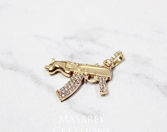 Mini 14KT Gold Diamond Draco Pendant For Rope Chain or Necklace