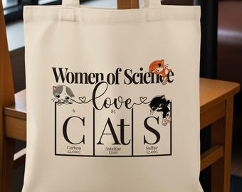 Women of Science Love Cats Tote Bag