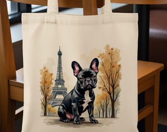 Bonjour French Bulldog Parisian Tote Bags