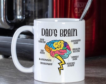 Christmas Dad Humor Coffee Mug - Funny Dad Brain Ceramic Mug, 11oz/15oz - Unique Christmas Gift for Dad - Dishwasher Safe