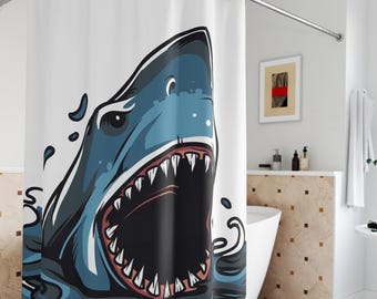 Great White Surprise Shark Shower Curtain - 71" x 74"
