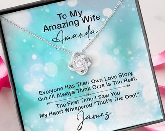 Wife Necklace, Love Knot Pendant, To My Wife Xmas Gifts, Personalized Wife Christmas Gift, Lesbian Wife Forever Necklace, Last Minute Gifts