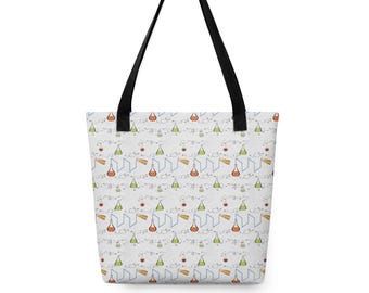 Experiment in Chaos draagtas - Science Geek Gift, kleurrijke beker + reageerbuisontwerp, duurzaam polyester, perfect voor labliefhebbers en studenten