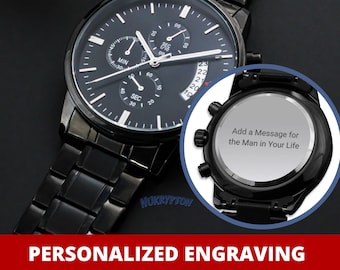 Easy Gift For Him, Watches For Men, Anniversary Gifts, Birthday Gift For Husband, Personalized Watch Boyfriend Gifts, Gift From Daughter